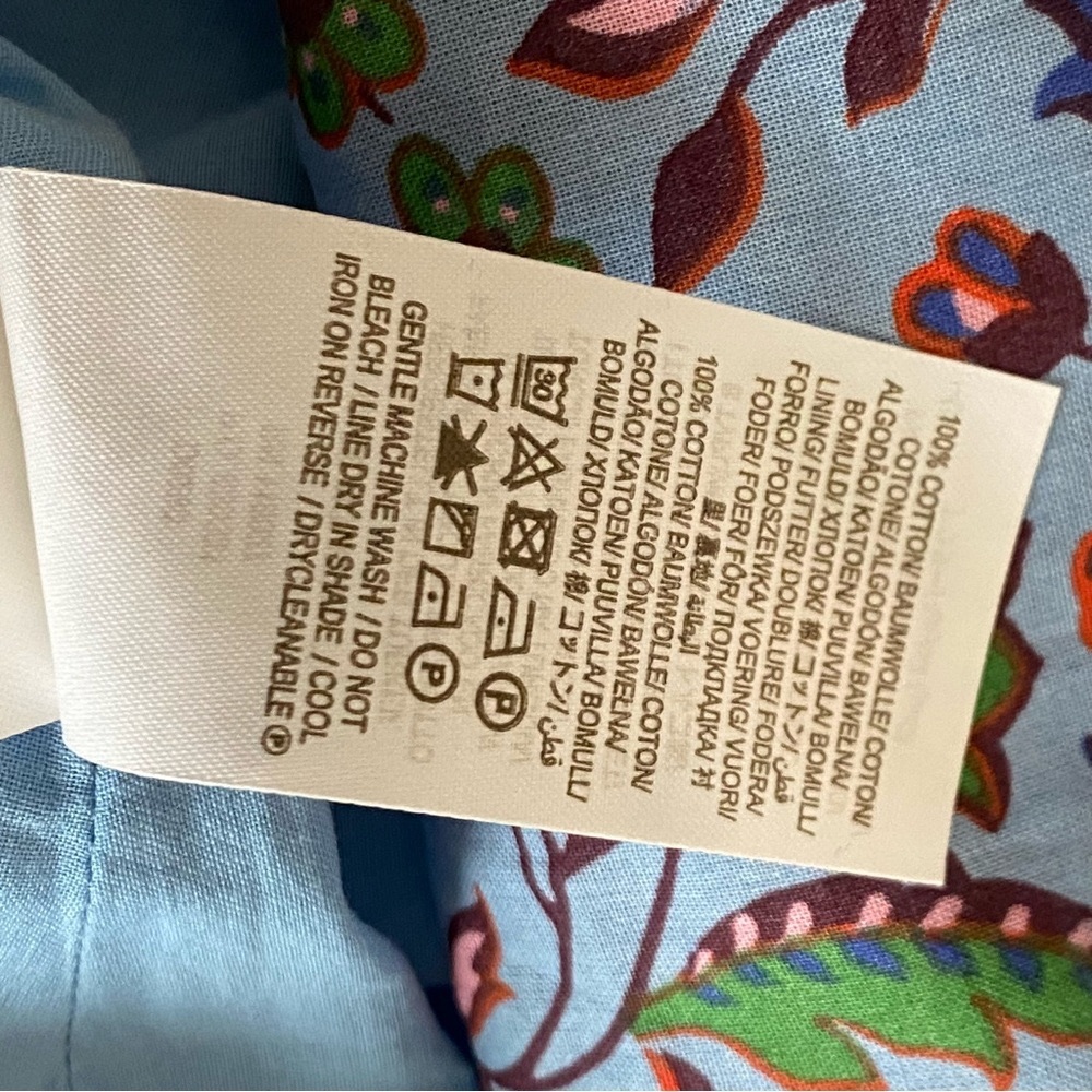 Boden Periwinkle Blue Floral Sleeveless Smocked Belted Cotton Mini Dress Size 6 - Picture 10 of 11